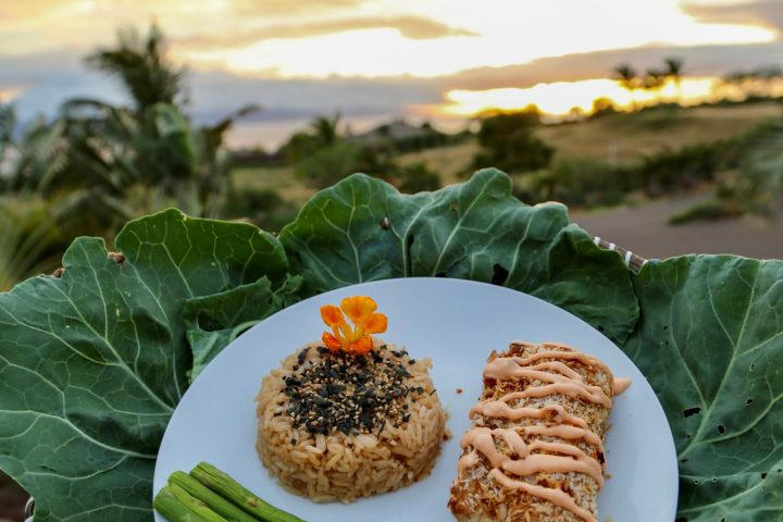 a plate of food with broccoli